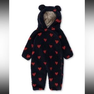 NWT! Konges Slojd Infant Grizz Teddy Body Suit Winter Snowsuit One Piece Hearts
